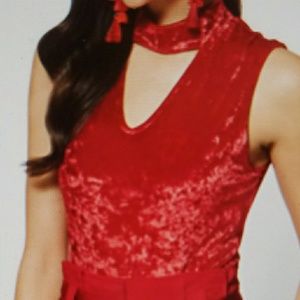 Red velvet body suit